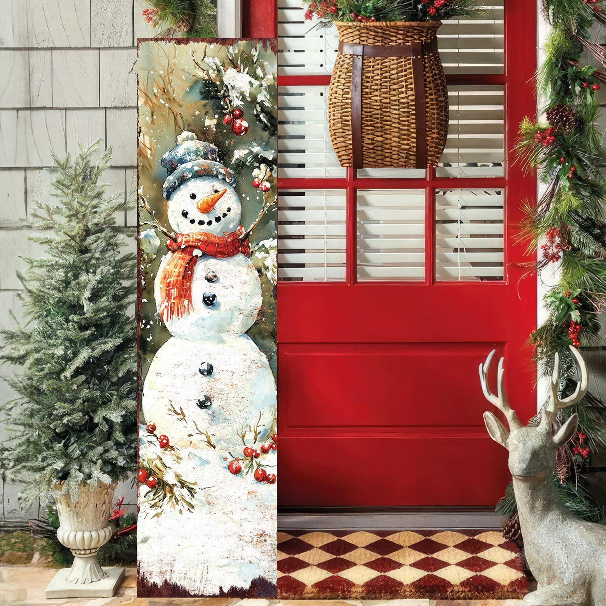 48in Snowman Christmas Porch Sign - Christmas Front Porch Plaque | Christmas Decoration | Christmas Entryway Decor | UV Print | 48x12in