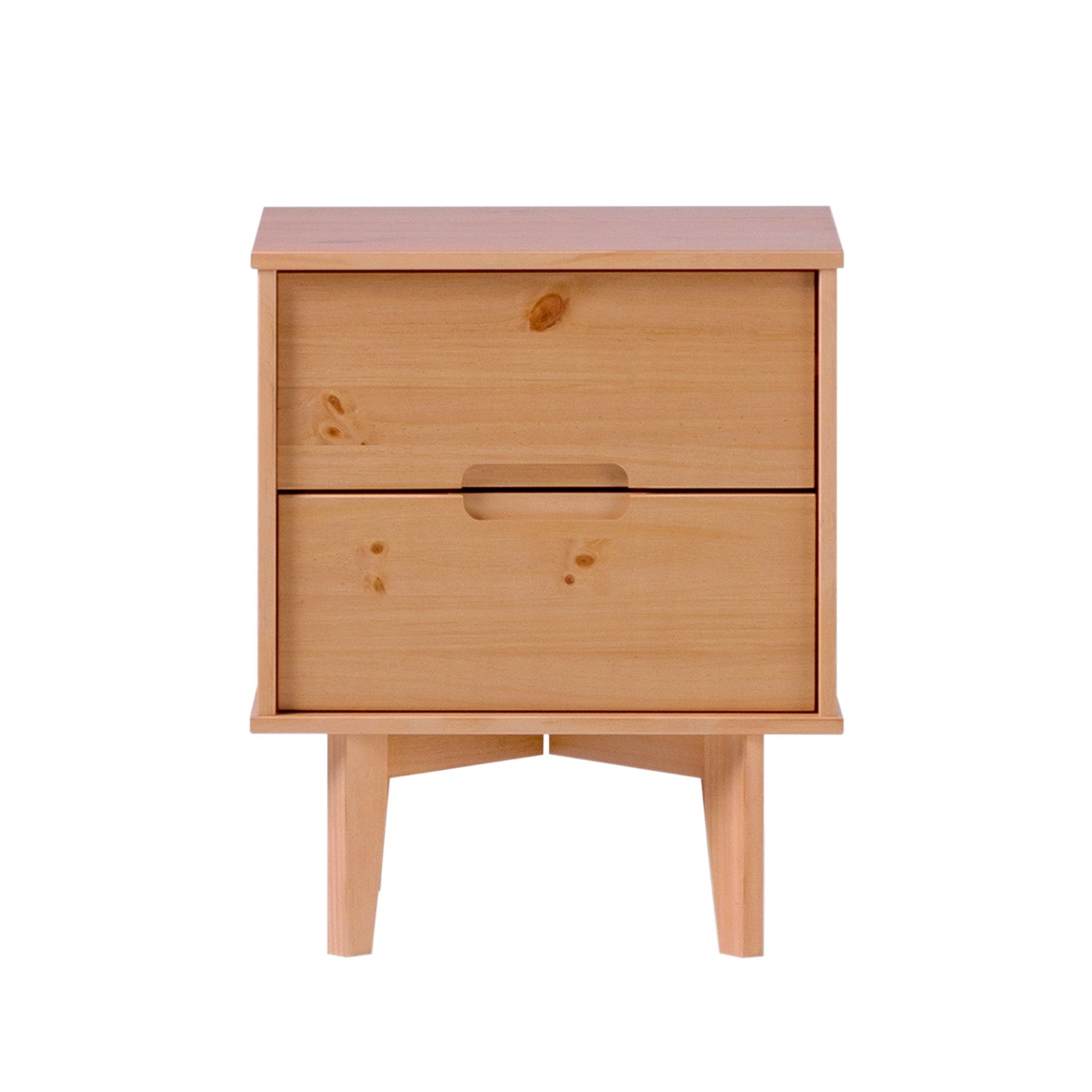 Illumined Solid Wood Nightstand with Cutout Handles and 2 Drawers - Nightstands