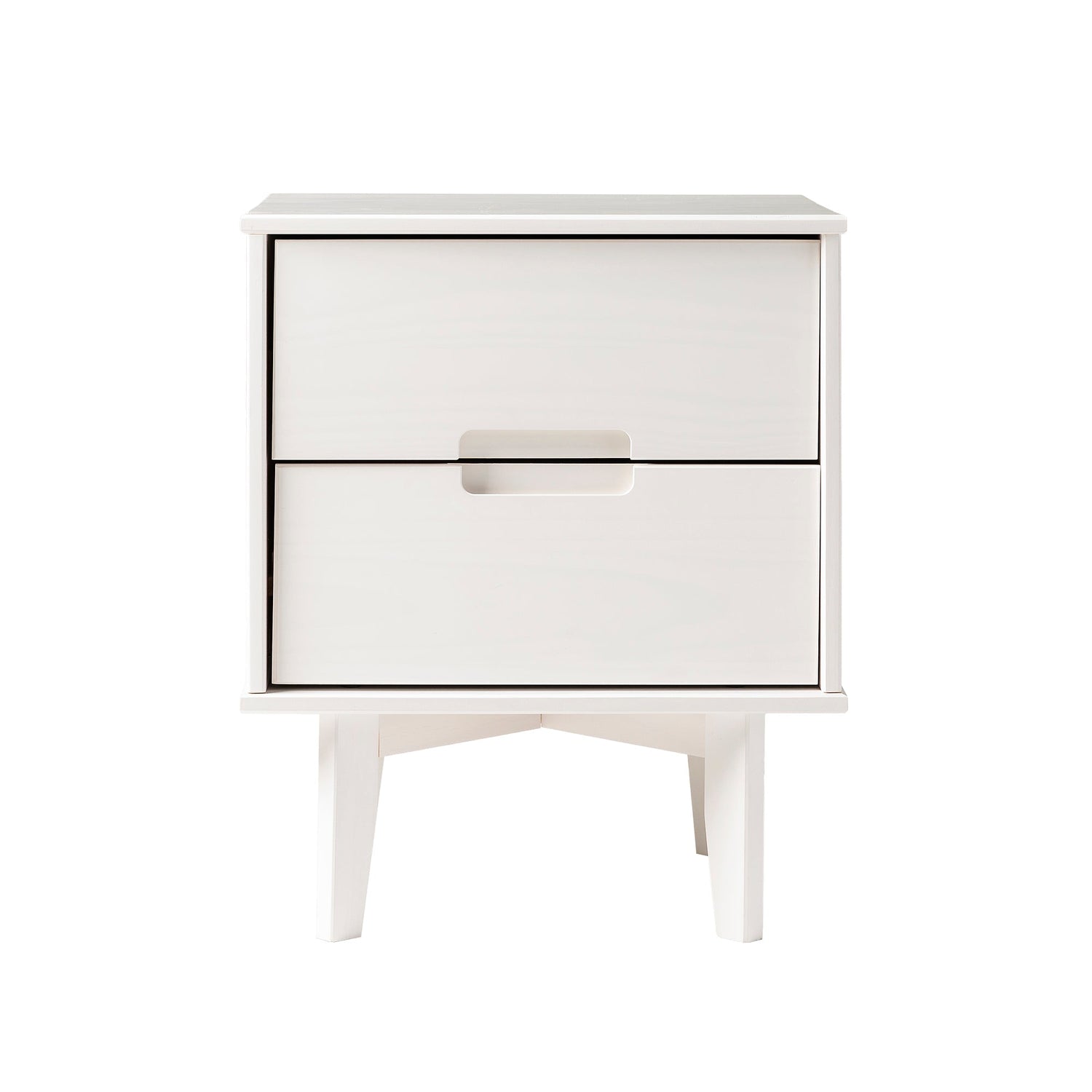 Illumined Solid Wood Nightstand with Cutout Handles and 2 Drawers - Nightstands