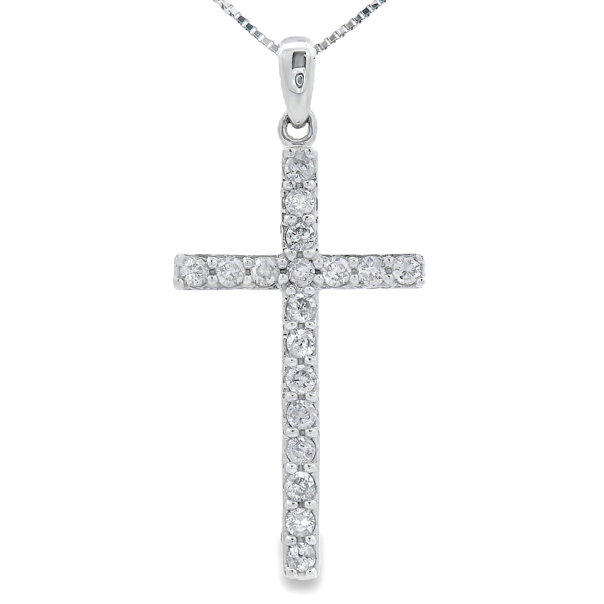 .25ct Diamond Cross Religious Pendant 14KT White Gold