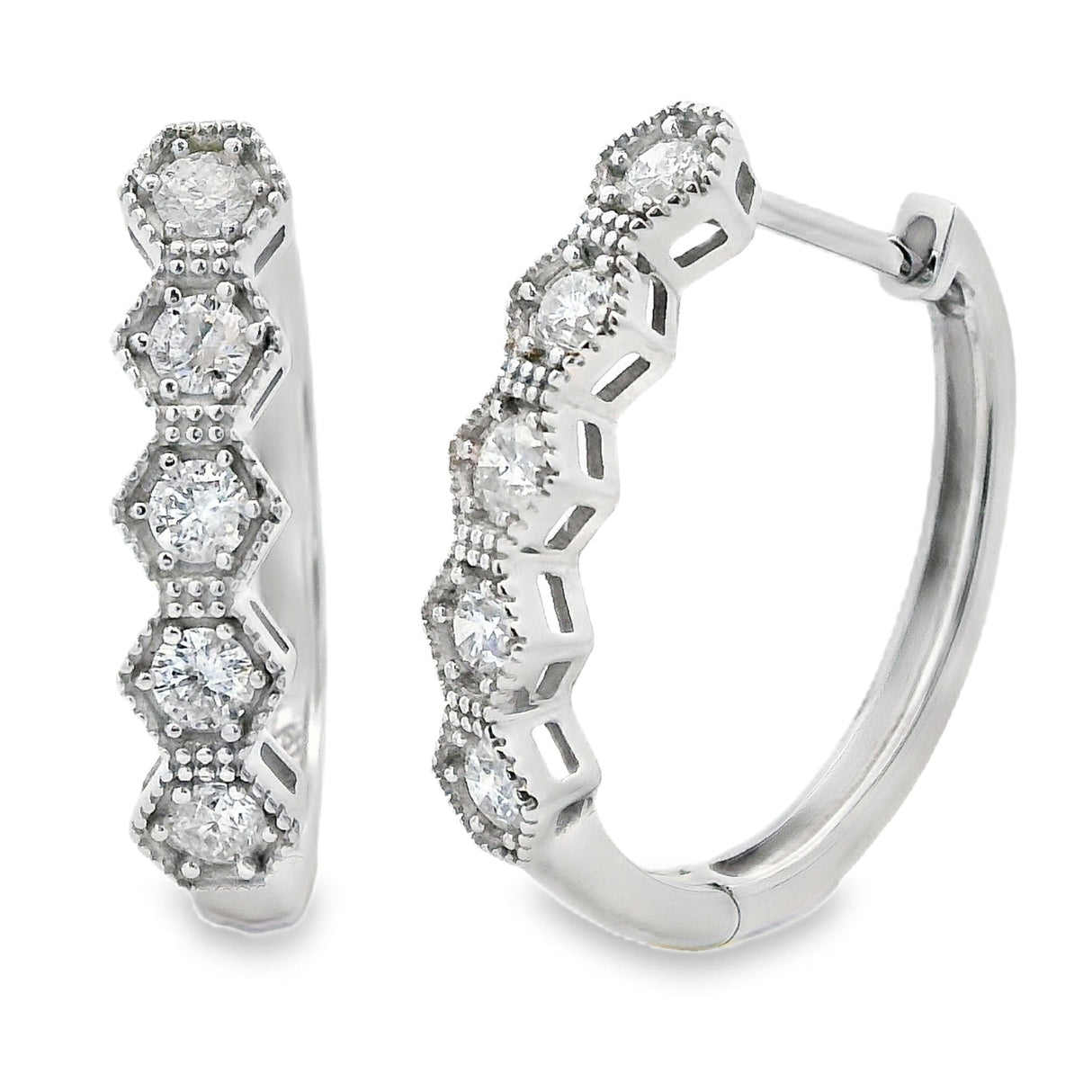 .50ct Diamond Hoop Earrings 14KT White Gold