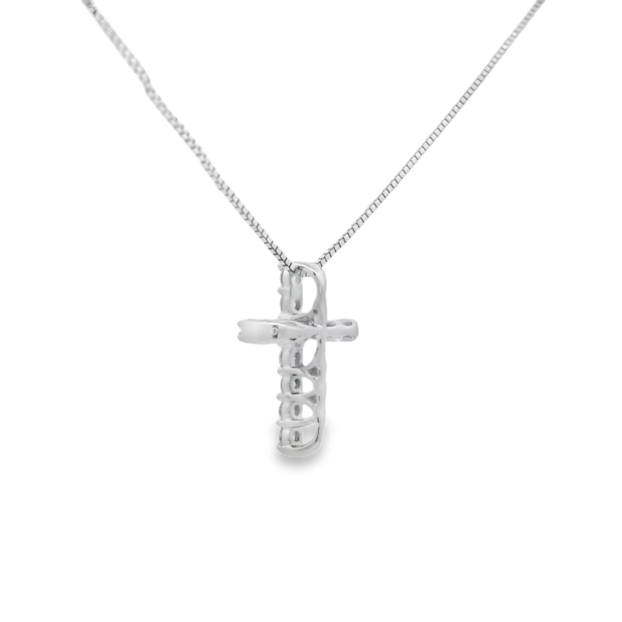 .15ct Diamond Cross Religious Pendant 14KT White Gold