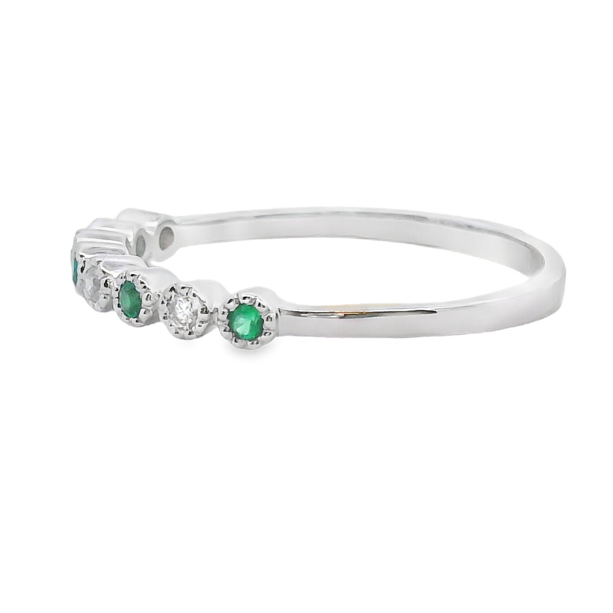 Emerald Diamond stackable band set 14KT White Gold