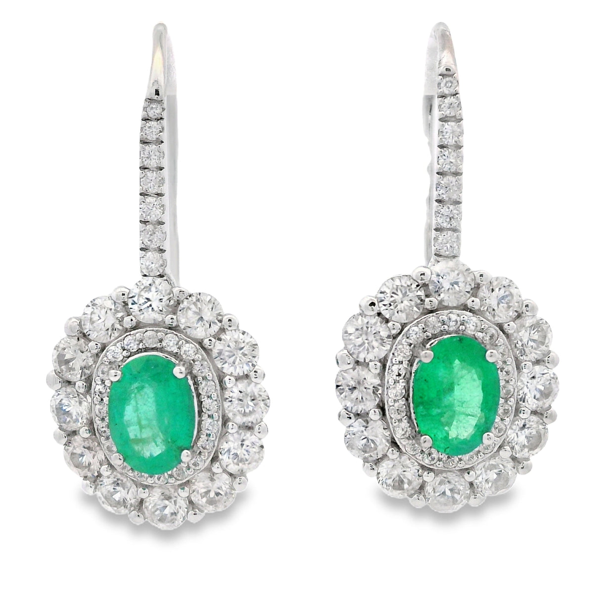 5.28ct Emerald Zircon Dangle Earrings Sterling Silver