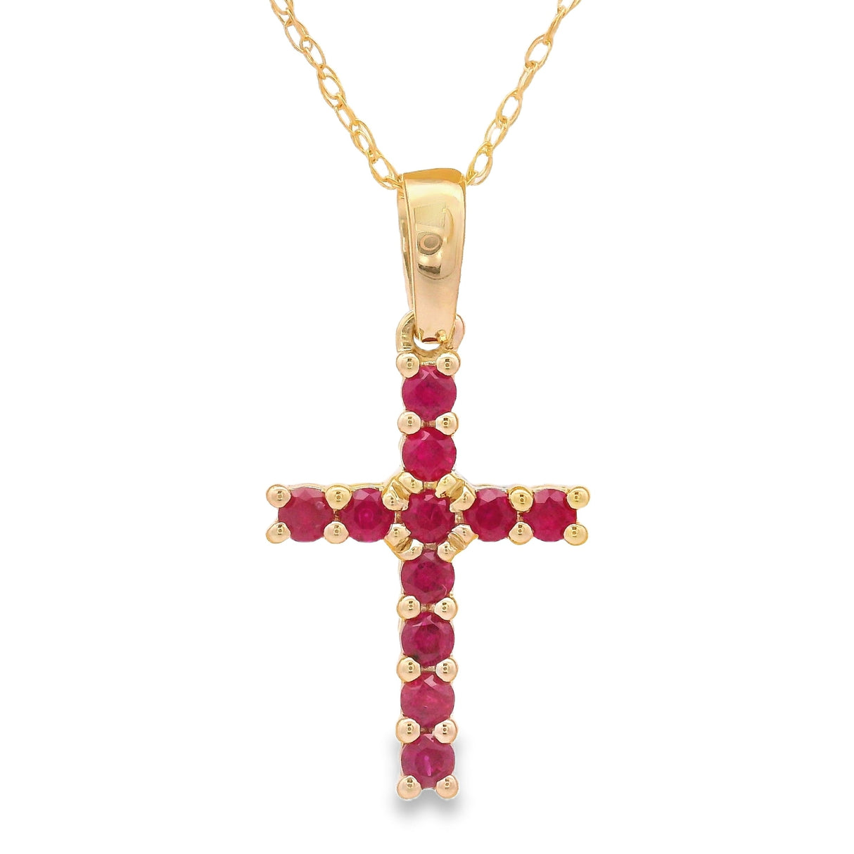 .29ct Ruby Cross Religious Pendant 14KT Yellow Gold