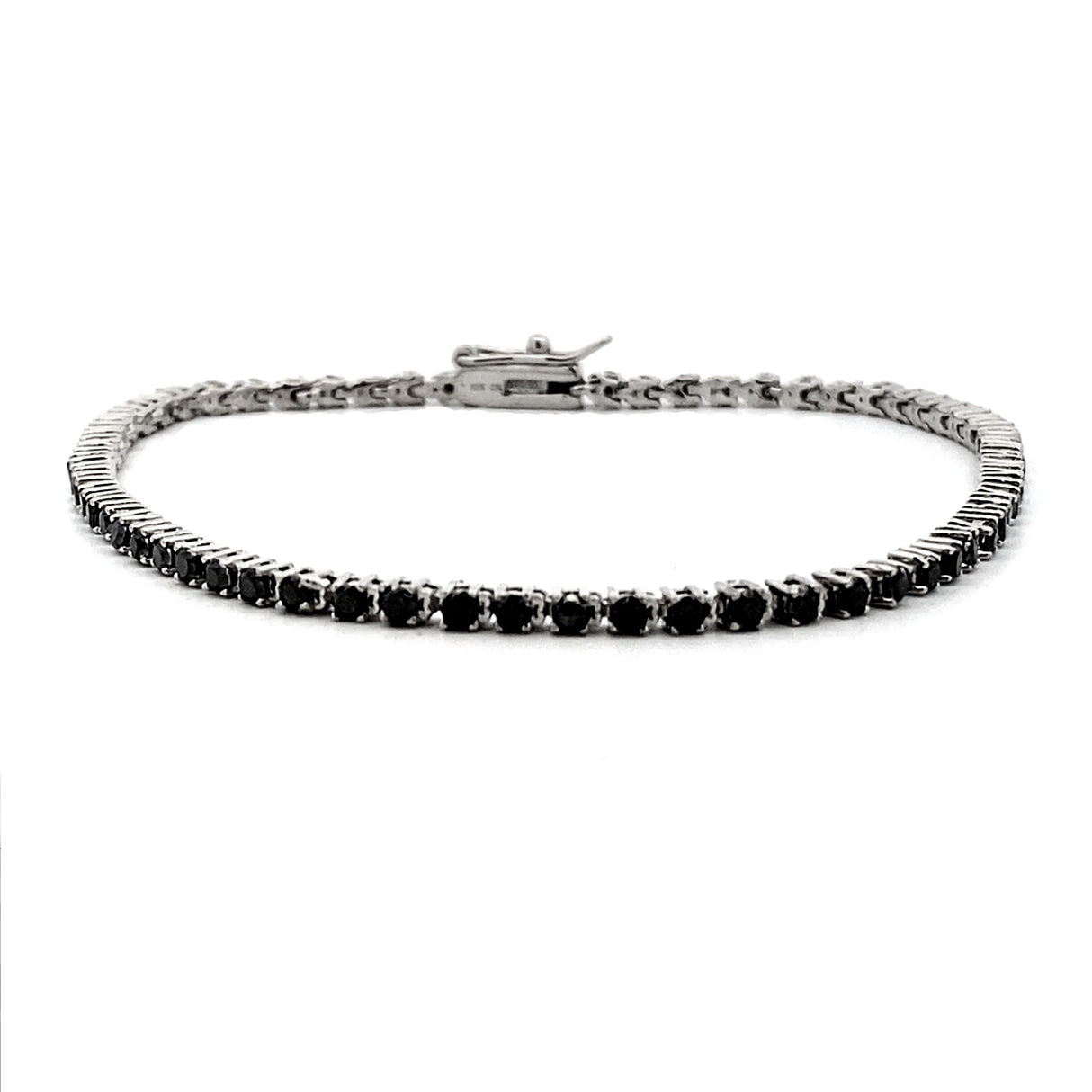 2.27ct Black Diamond Tennis Bracelet Sterling Silver