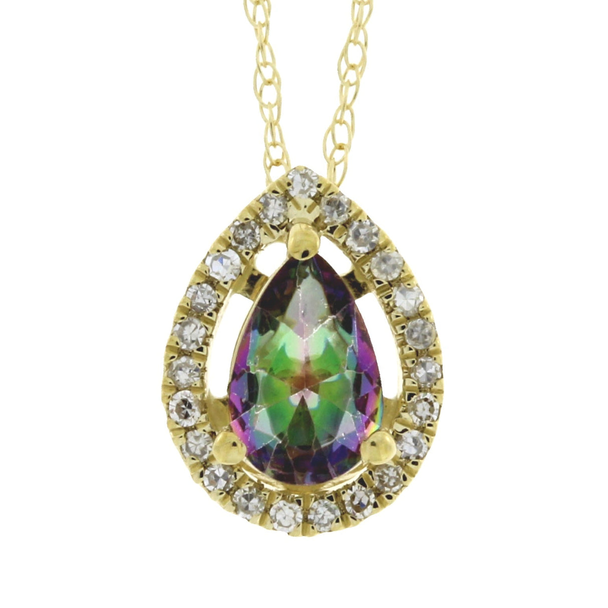 Treated Topaz Diamond Fashion Pendants 14KT Yellow Gold