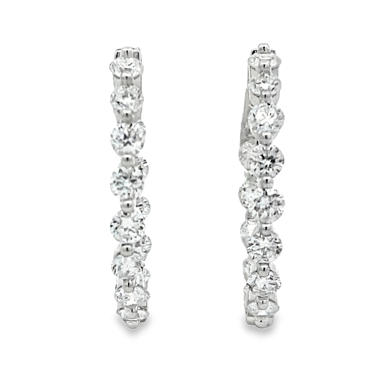 3.10ct Lab Grown Diamond Hoop Earrings Sterling Silver