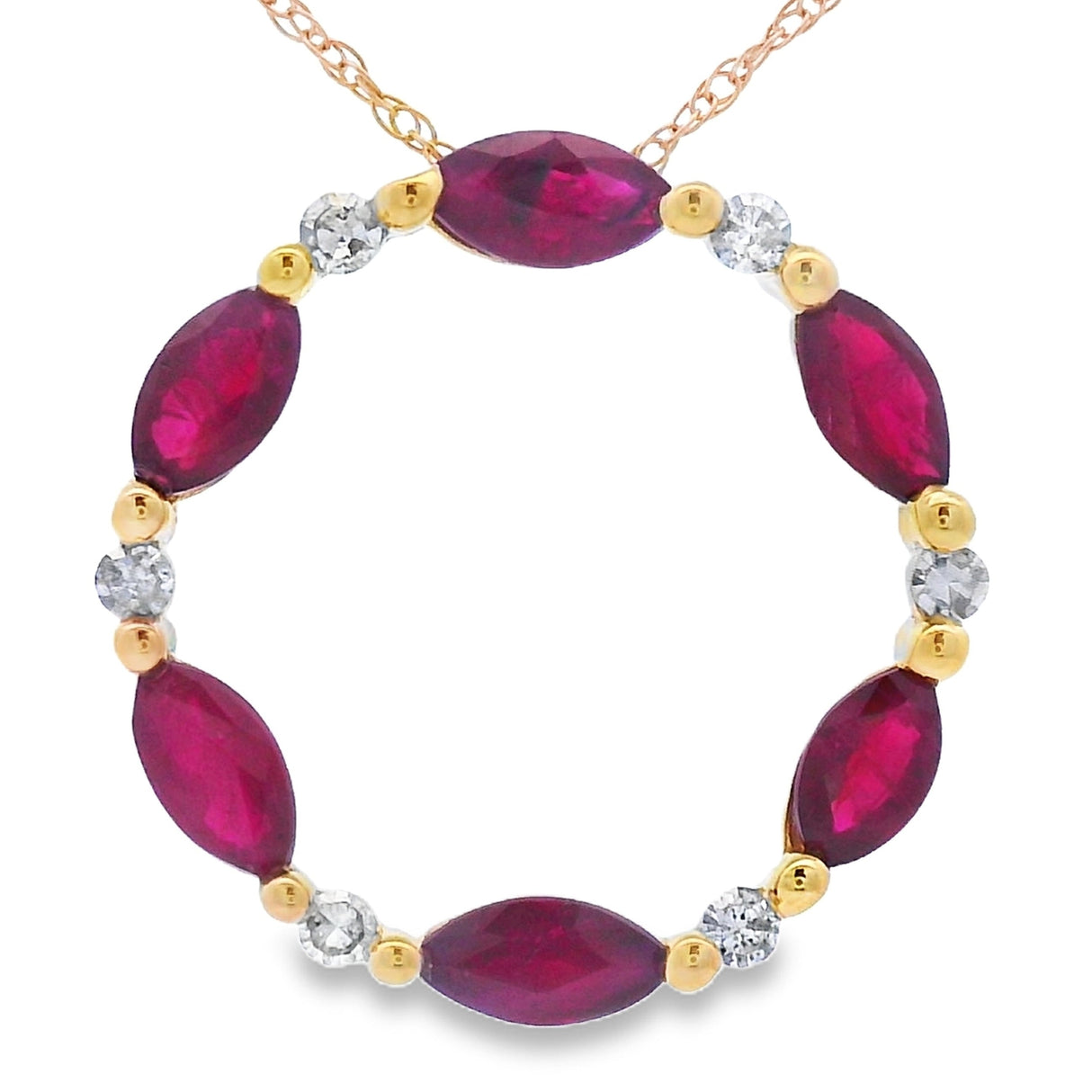 Ruby Diamond Circle of Love Pendant 10KT Yellow Gold