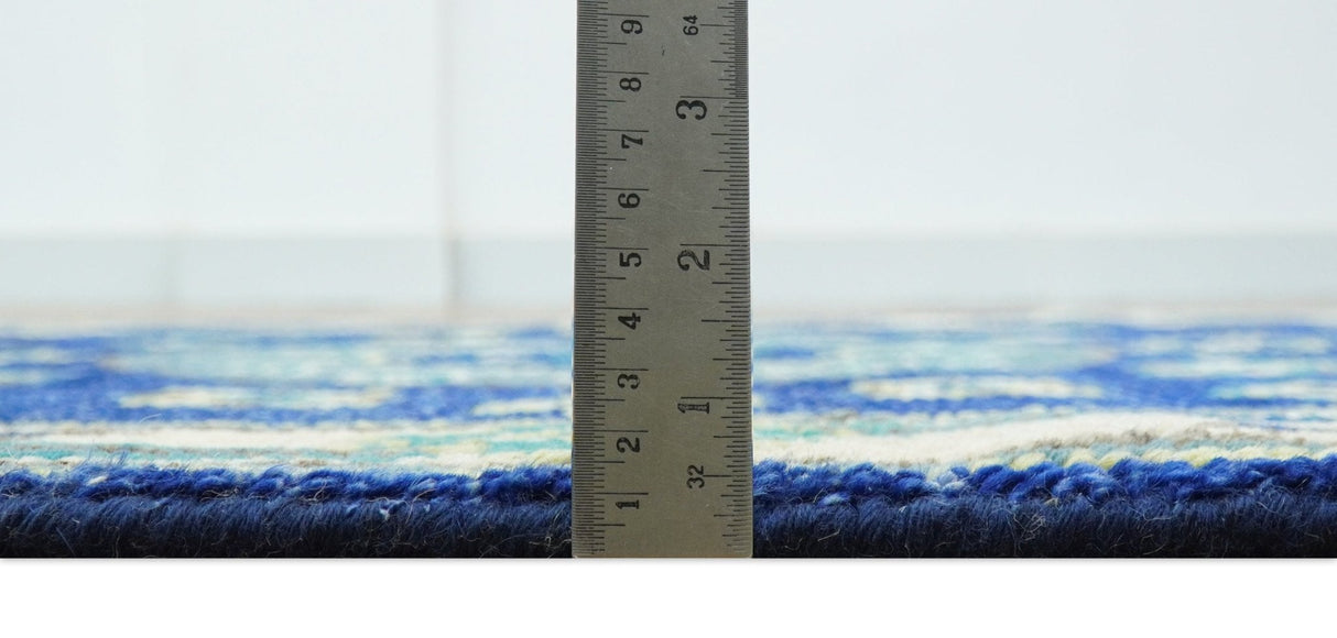 In Stock Khotan Design Blue And Beige Hand Knotted 4x6 Wool Rug