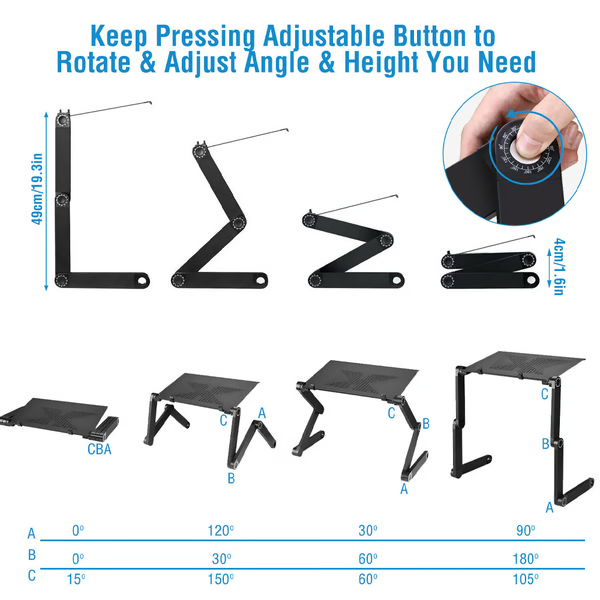 360° Adjustable Ergonomic Laptop Stand Aluminum Foldable Desk Stand with Mouse Pad