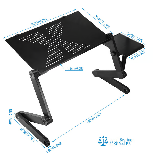 360° Adjustable Ergonomic Laptop Stand Aluminum Foldable Desk Stand with Mouse Pad