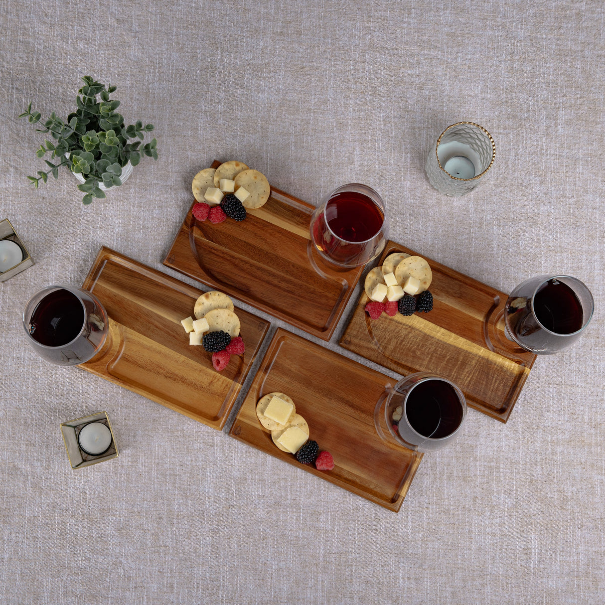Rectangle Wine Appetizer Plate Set of 4