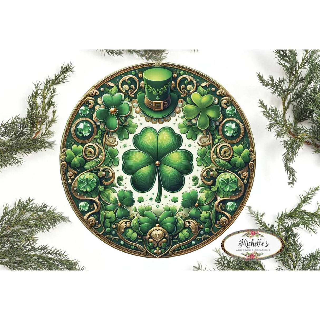 Irish Clover Round Sign - Wreath Enhancement