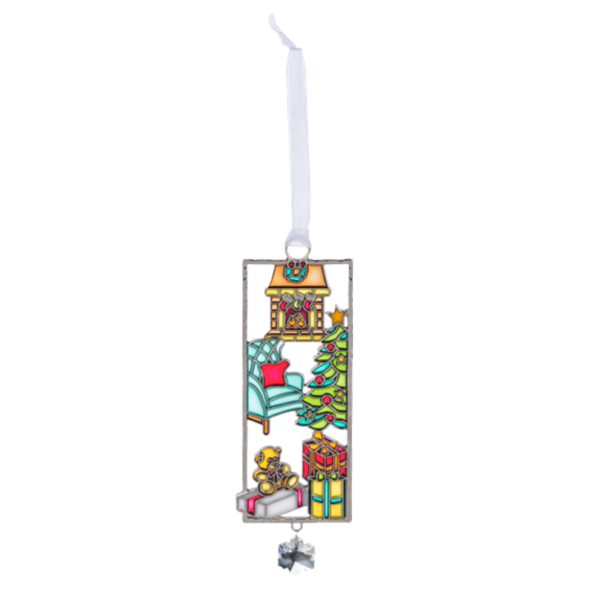 Cozy Living Room Holiday Scene Ornament