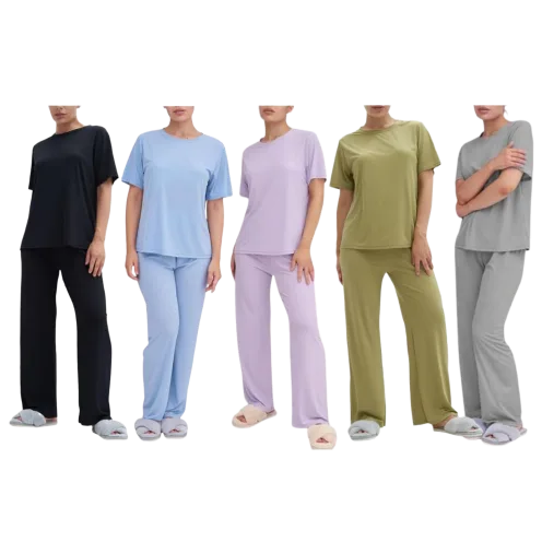 Talmont Women's Pajama 2-Piece Lounge Set, Short Sleeve Shirt & Pants, Silky Soft Sleepwear