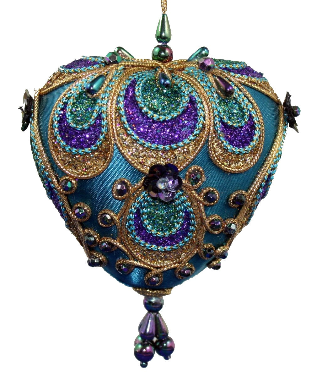 Aqua Paisley Ornament - Onion