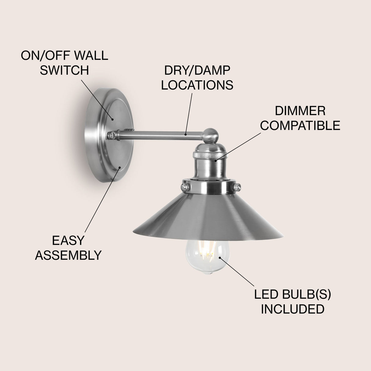 July 1 - light metal shade sconce - Tuesday Morning - Bathroom Vanity Lights