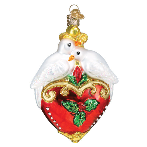 Two Turtle Doves Glass Ornament