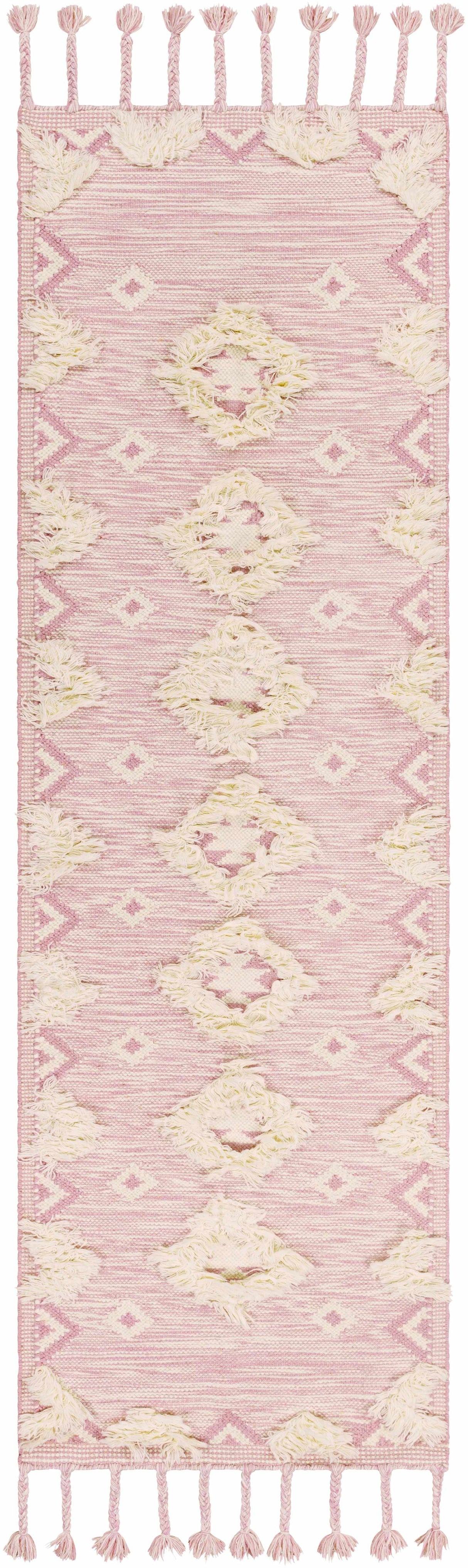 Gardner Pink Wool Tassel Rug - Clearance