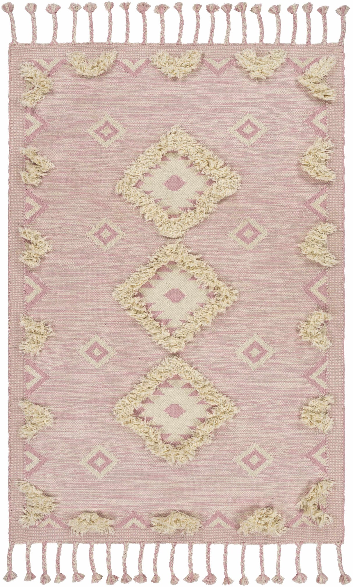 Gardner Pink Wool Tassel Rug - Clearance