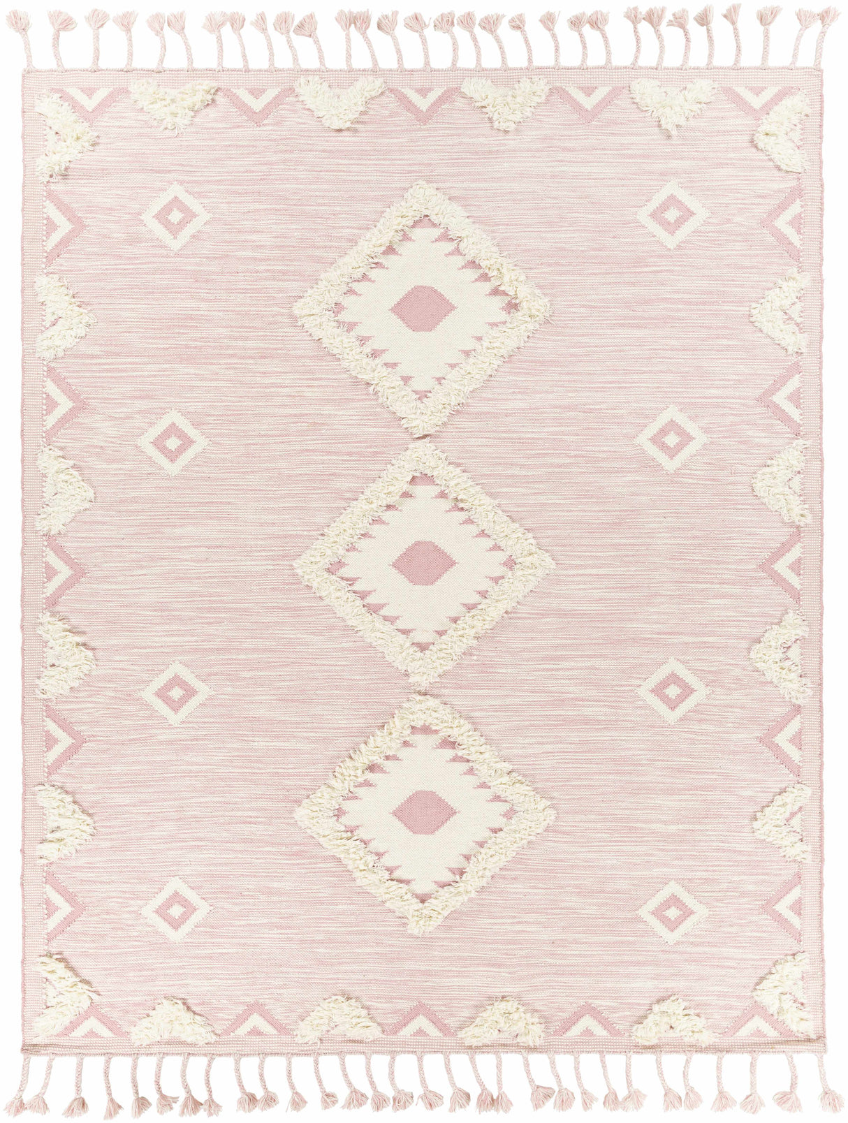 Gardner Pink Wool Tassel Rug - Clearance