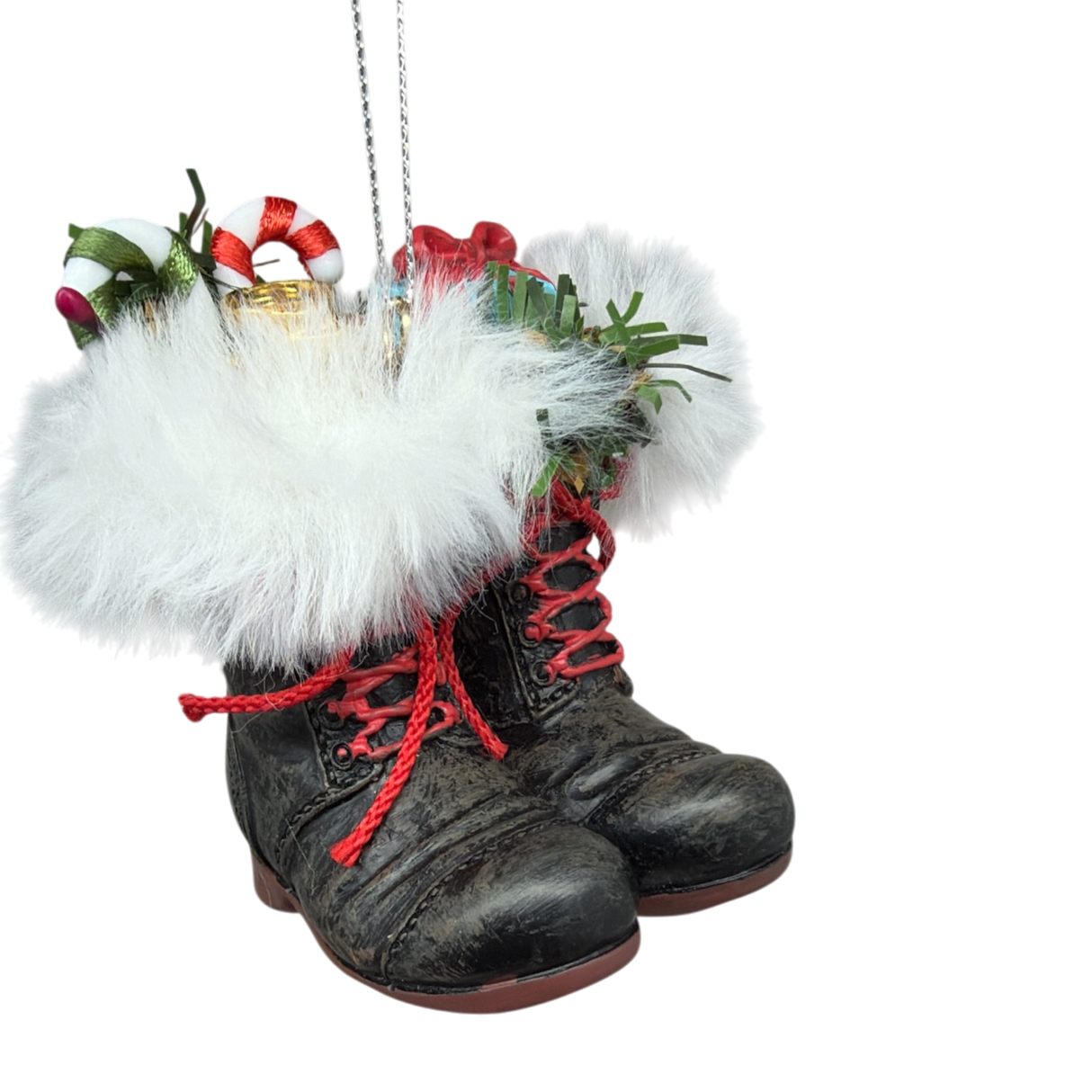Filled Boots With Joy Ornament - Black