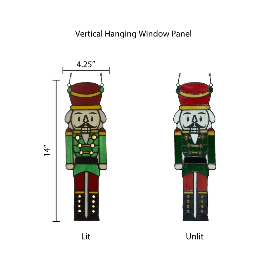 Hans the Holiday Nutcracker Stained Glass Window Panel