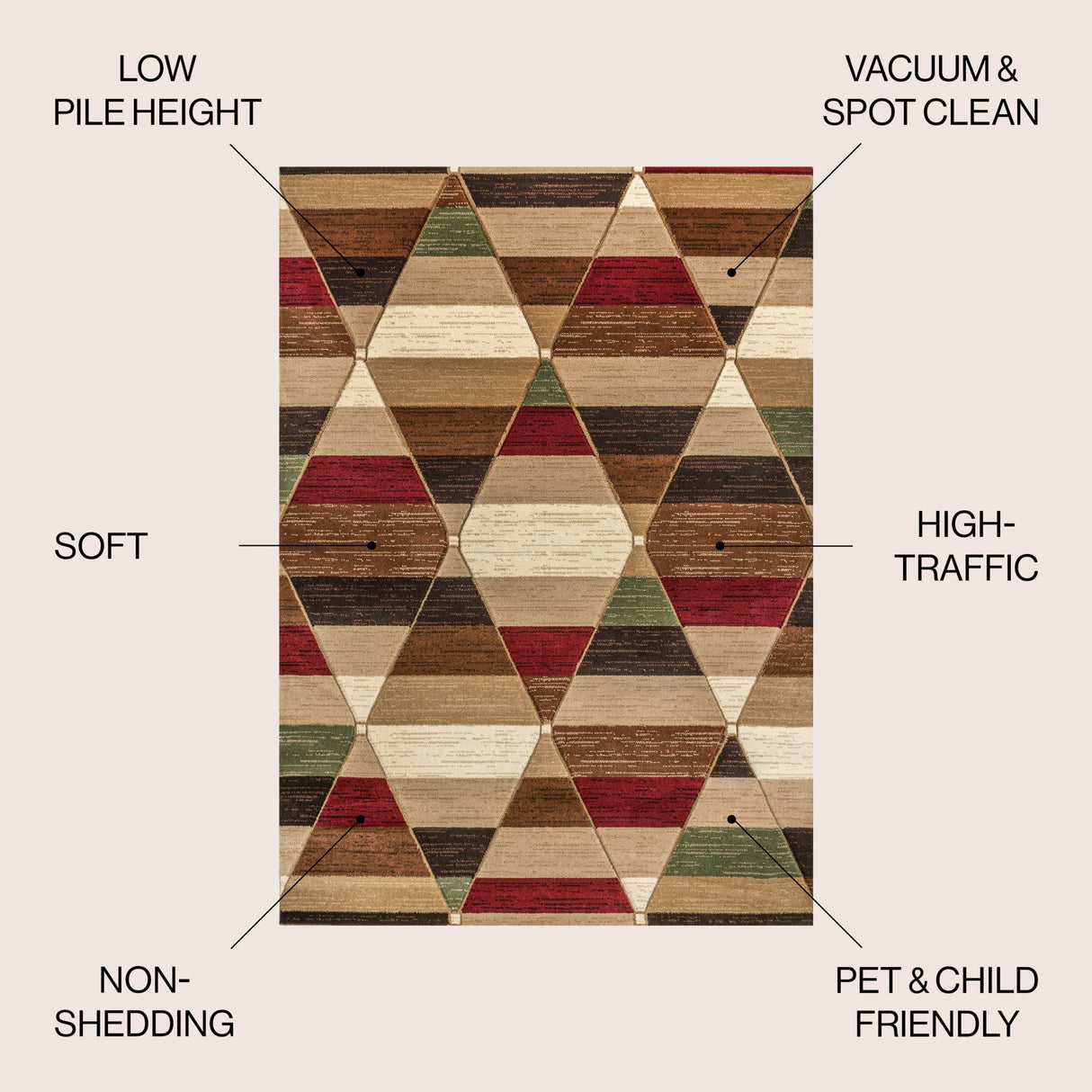 Kehoe Retro Diamonds Geometric Area Rug - Tuesday Morning - Area Rugs