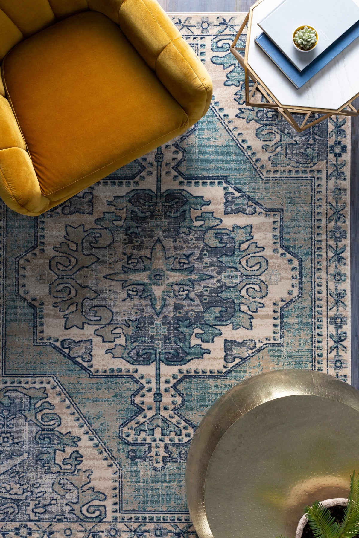 Kenmare Blue Medallion Rug - Clearance