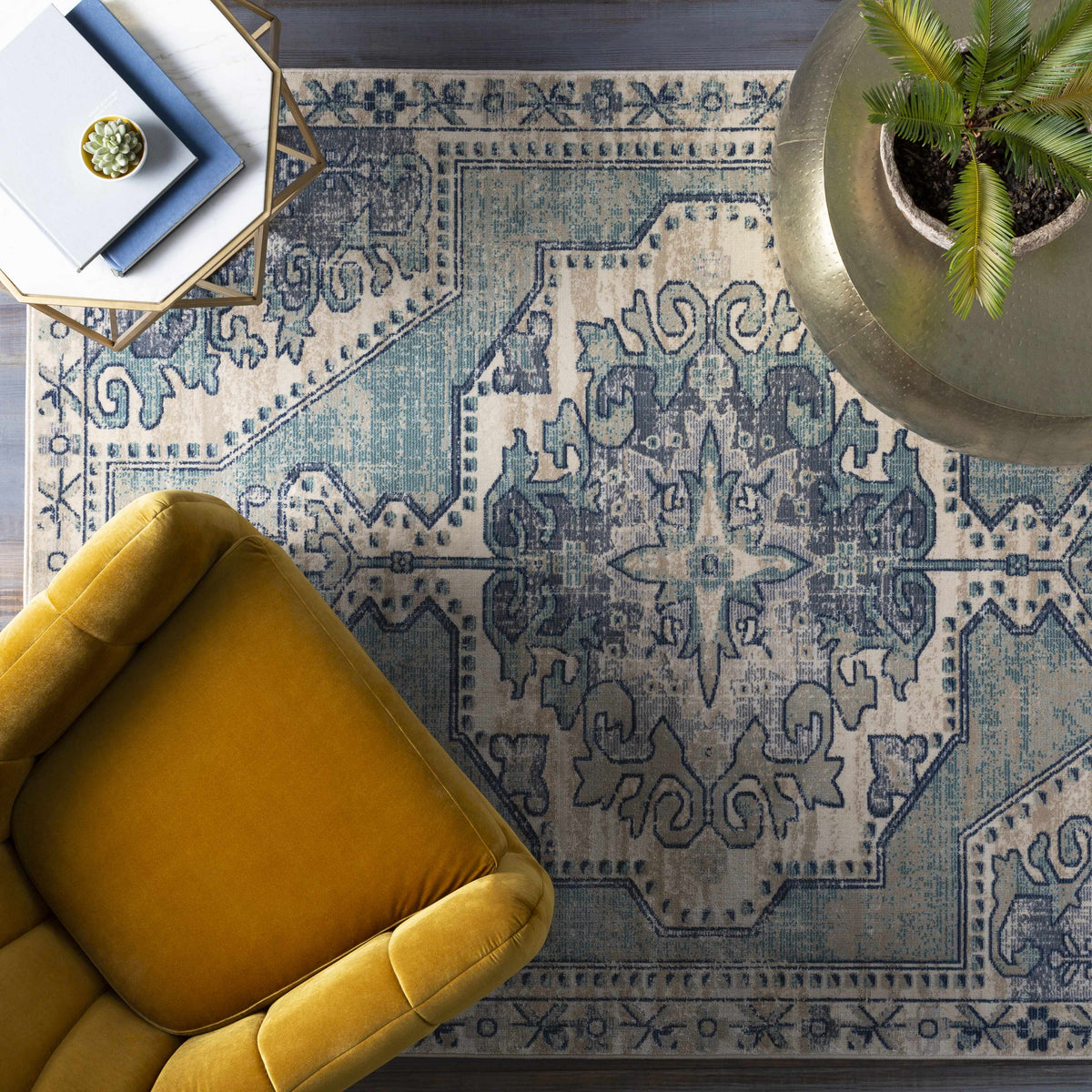 Kenmare Blue Medallion Rug - Clearance