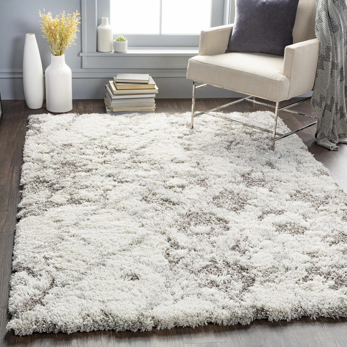 Kilgetty Gray Cloudy Shag Rug