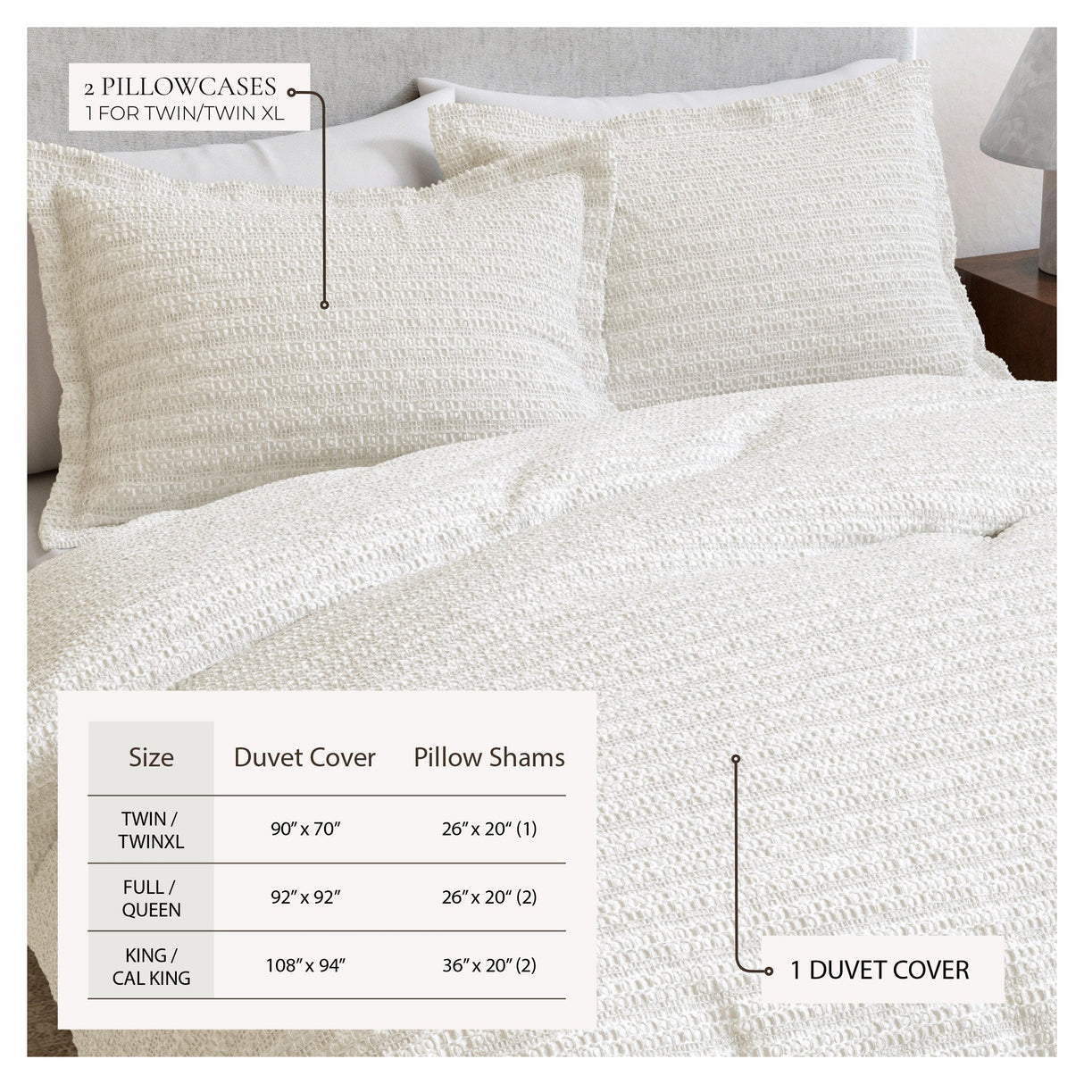 100% Cotton Waffle Weave Duvet Set - Mattea Collection