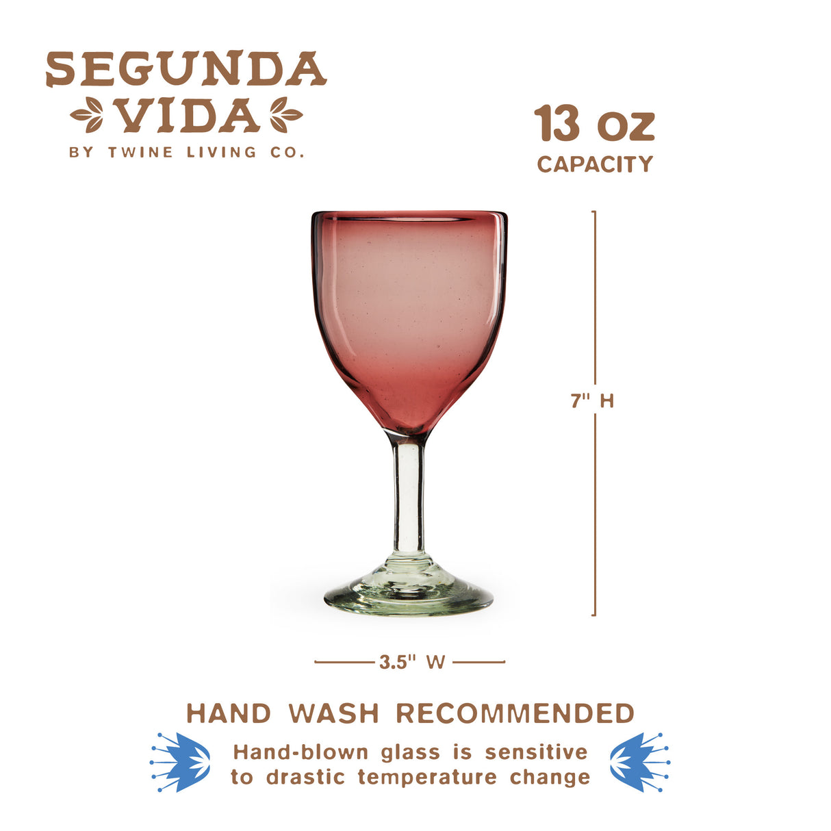 Rosado Stemmed Wine Glass Set by Twine Living- Set of 2