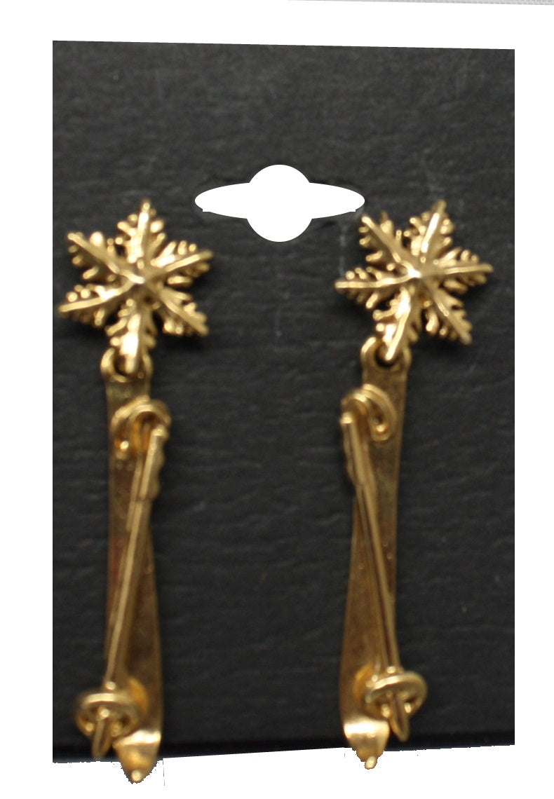Snowflake Ski Golden Earring