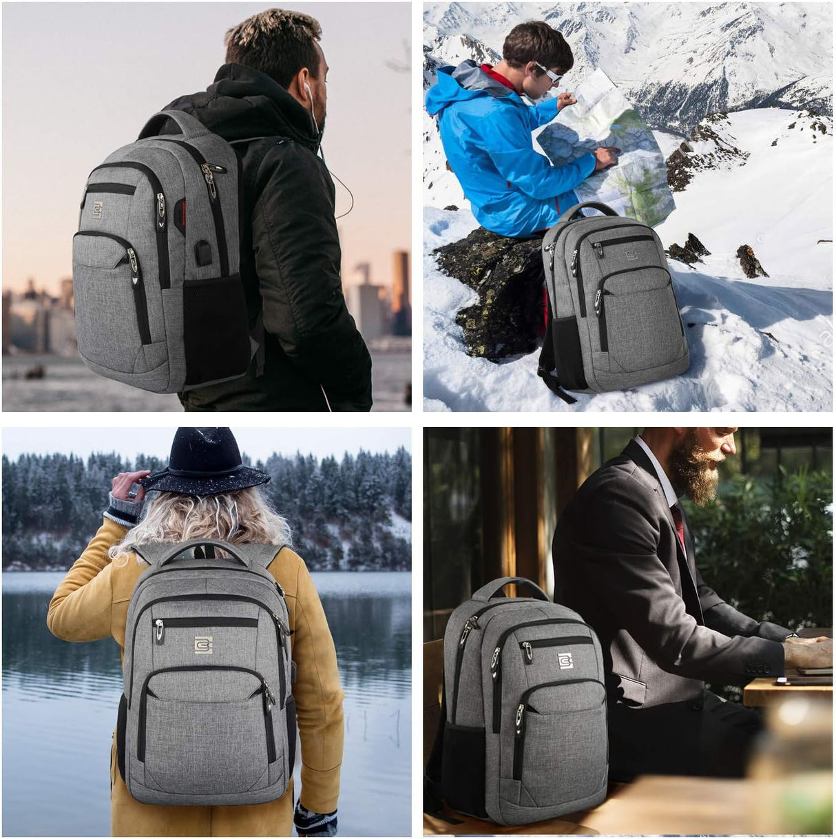 Slim Anti Theft Laptop Backpack 15.6 Inch USB Charging Travel Bag