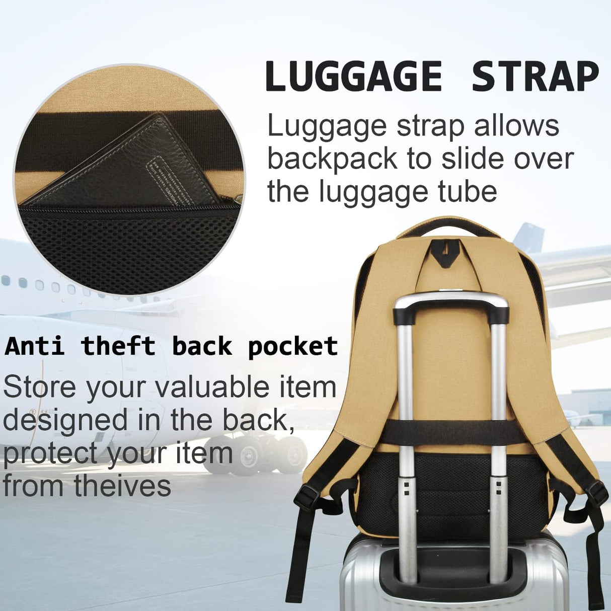 Slim Anti Theft Laptop Backpack 15.6 Inch USB Charging Travel Bag