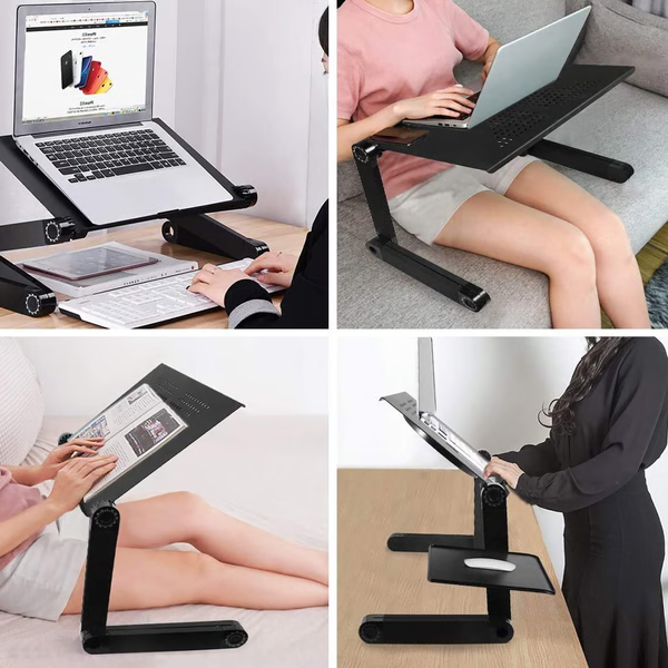 360° Adjustable Ergonomic Laptop Stand Aluminum Foldable Desk Stand with Mouse Pad