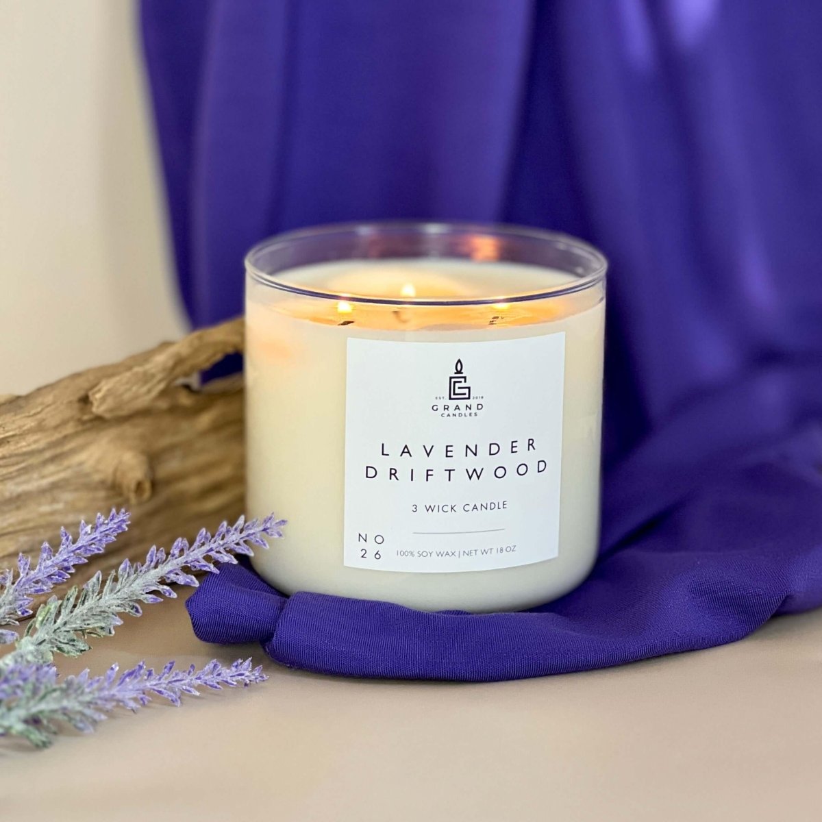 Lavender-Driftwood-Candle-Candles