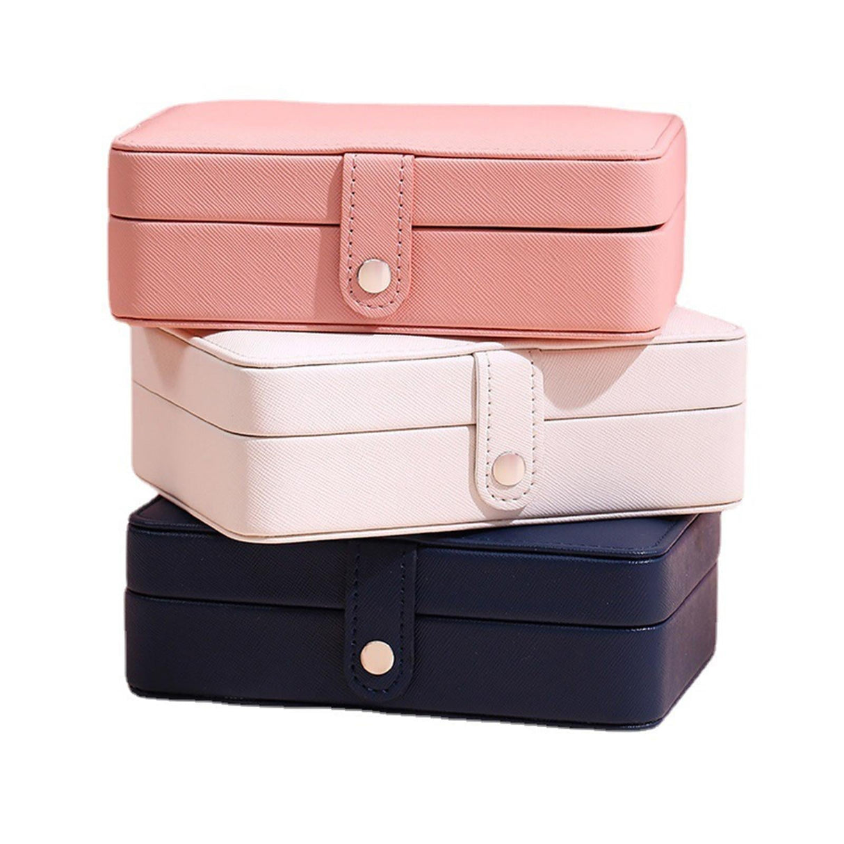 Leather Jewelry Box with Flip Top Compact Travel Organizer 16cm
