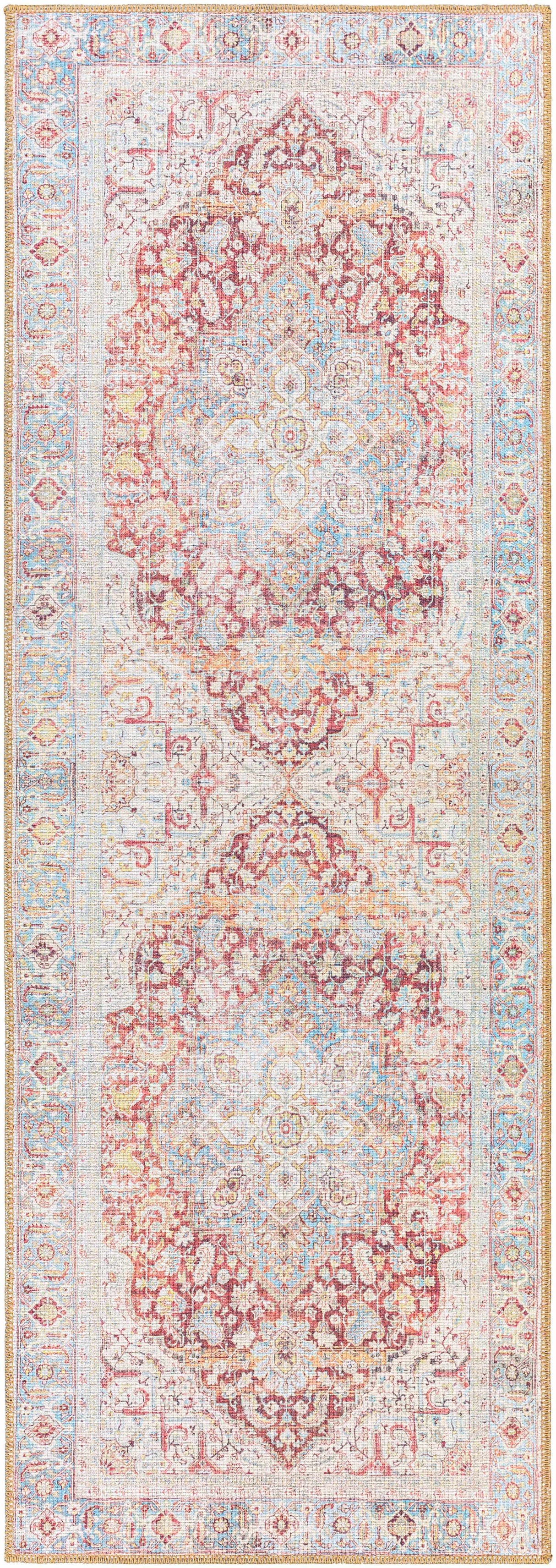 Cream Rust Leeston Washable Rug - Clearance