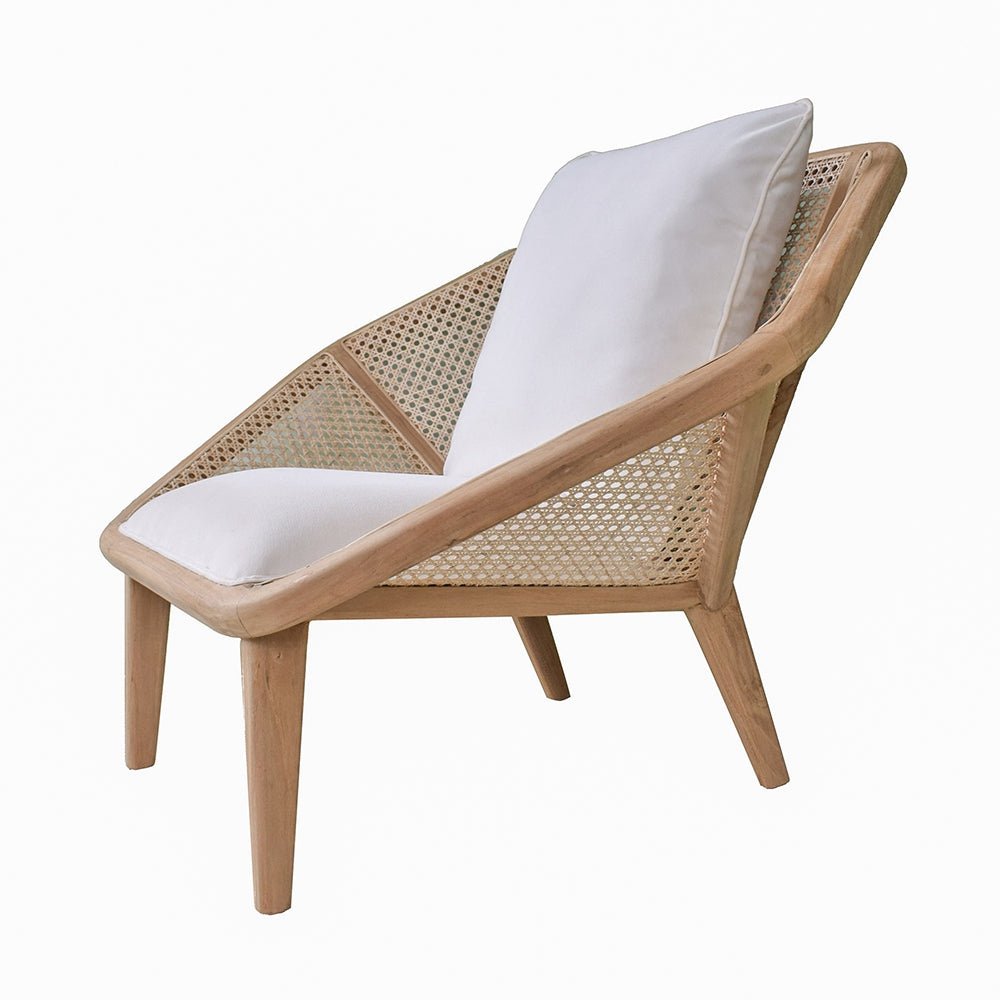 Leisure Chair with Rattan Cane Back and Hexagonal Design - Accent Chairs