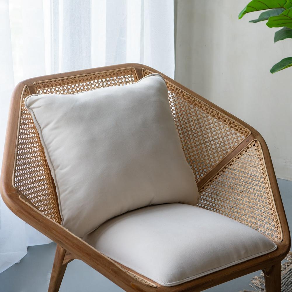 Leisure Chair with Rattan Cane Back and Hexagonal Design - Accent Chairs