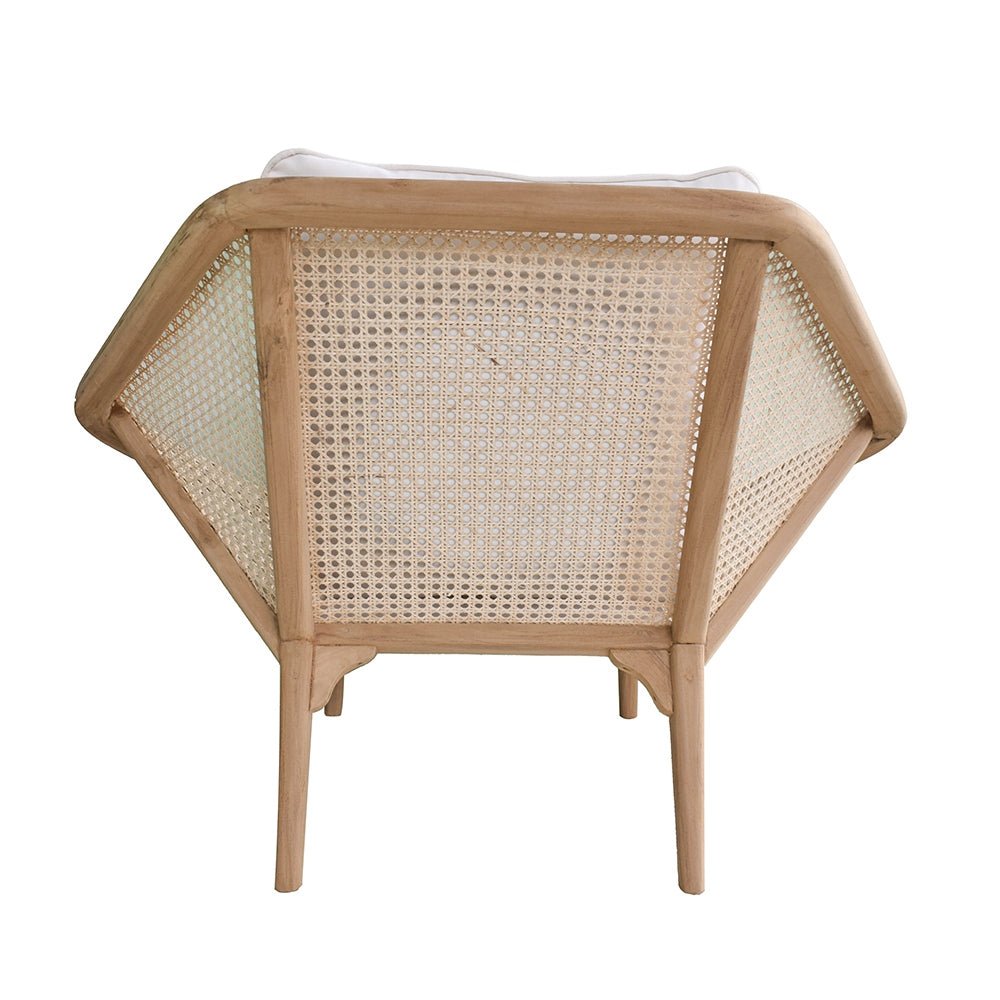 Leisure Chair with Rattan Cane Back and Hexagonal Design - Accent Chairs