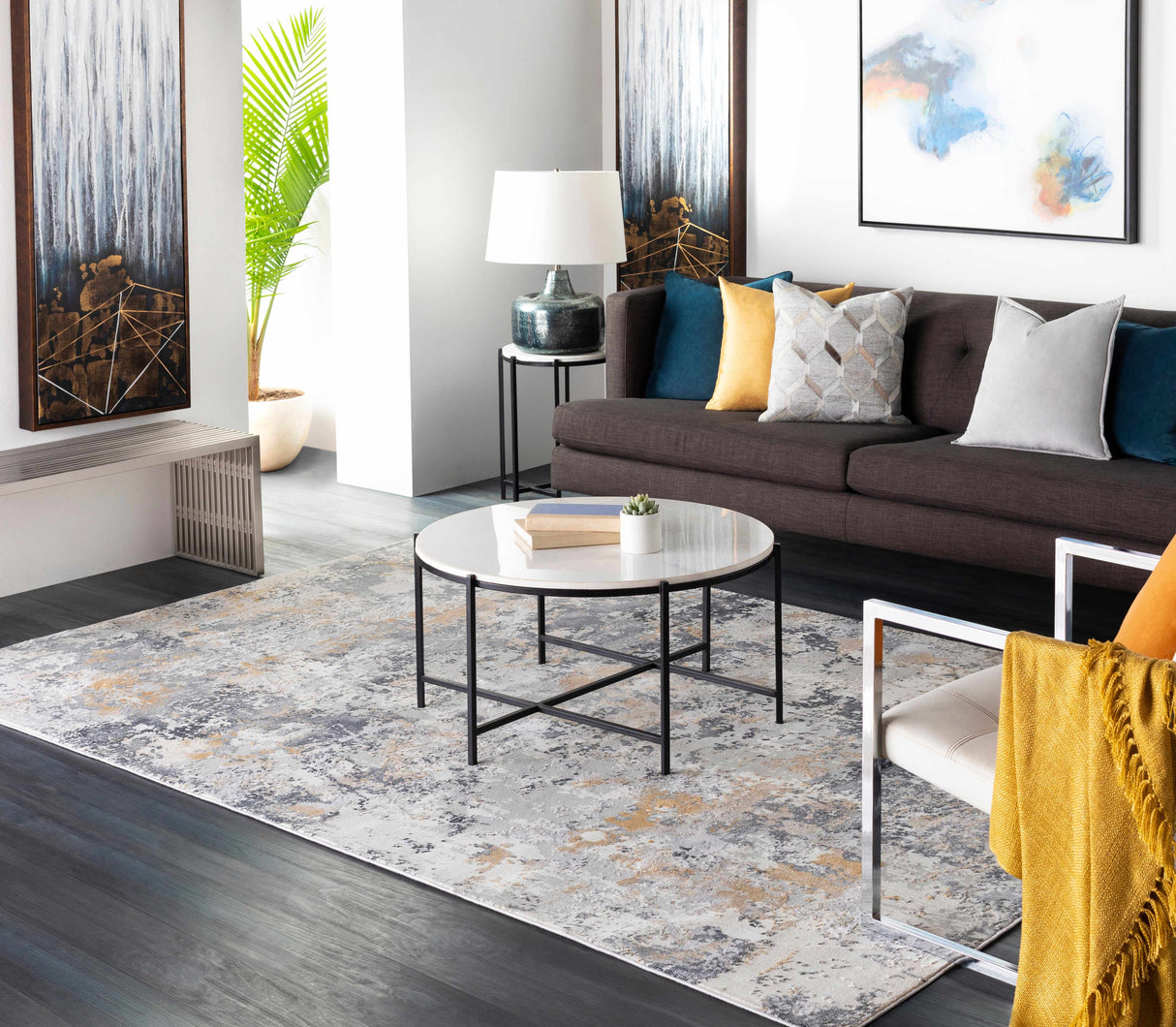 Lenzburg Faux Silk Abstract Rug