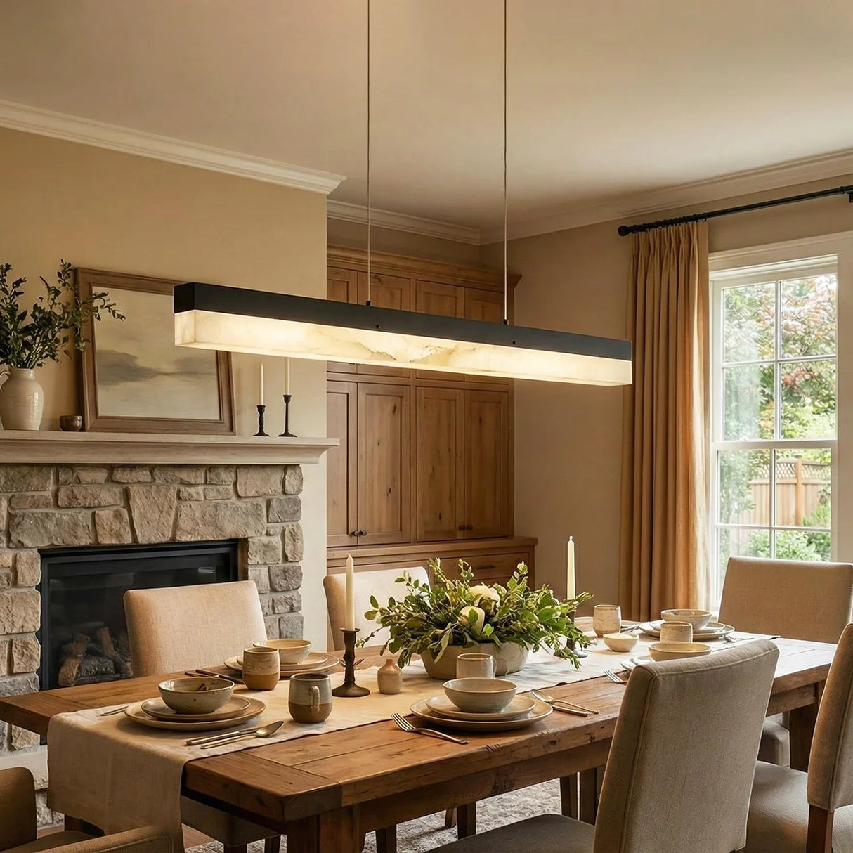 Linear Alabaster Pendant Light LED Kitchen Island Bar Fixture