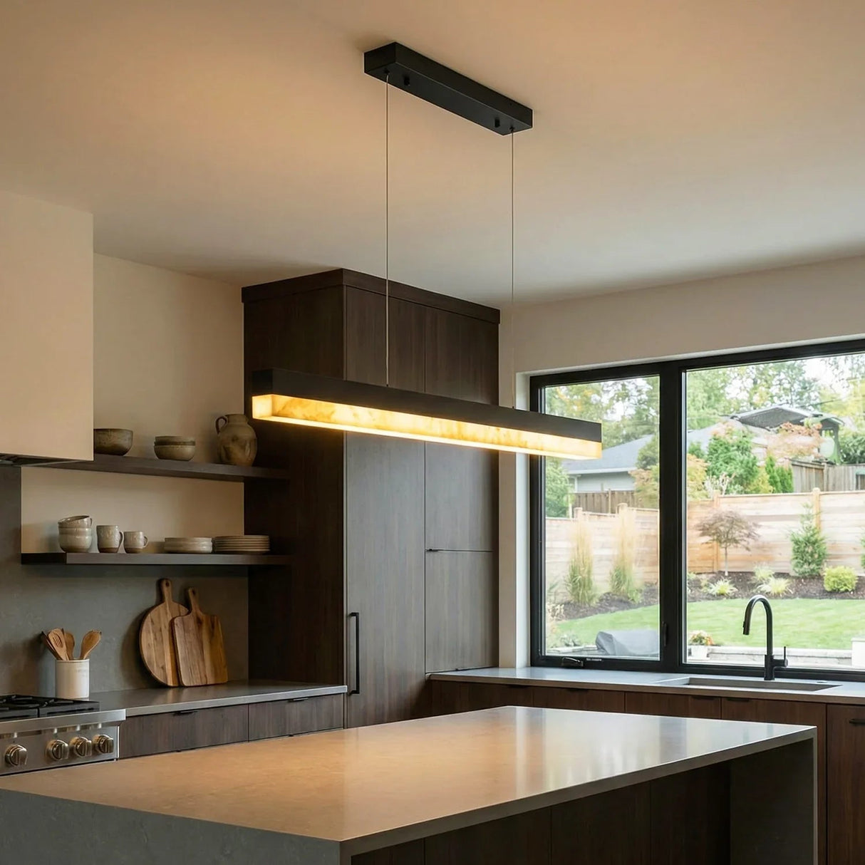 Linear Alabaster Pendant Light LED Kitchen Island Bar Fixture