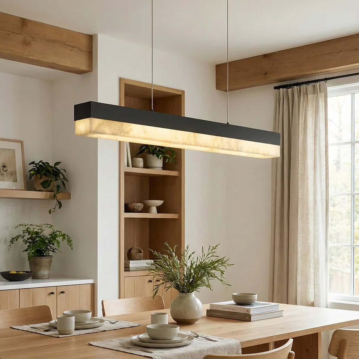 Linear Alabaster Pendant Light LED Kitchen Island Bar Fixture