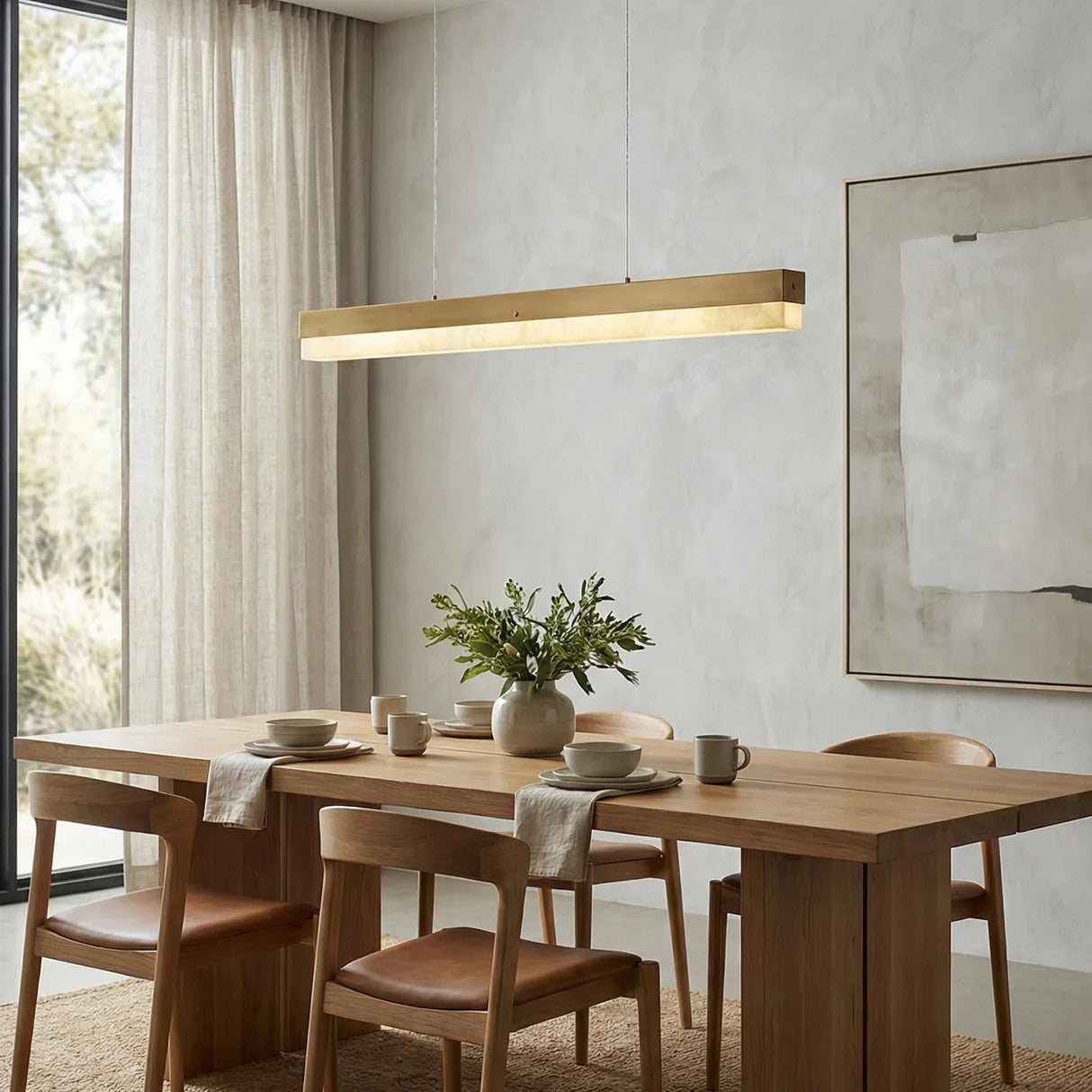 Linear Alabaster Pendant Light LED Kitchen Island Bar Fixture
