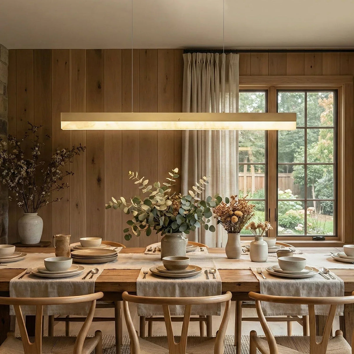 Linear Alabaster Pendant Light LED Kitchen Island Bar Fixture